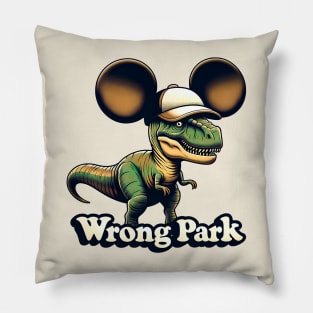 Humorous Dinosaur Explorer Graphic Tee – Wrong Park Adventure Shirt Pillow