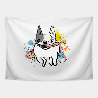 French Bulldog Running with Paint Splashes Frenchie Dog Tapestry