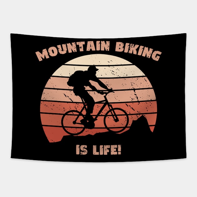 Mountain Biking is Life Design Tapestry by Silly Pup Creations