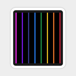 Vintage black and narrow rainbow stripes - vertical Magnet