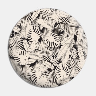 Tropical Leaves in Black and Ivory Pin