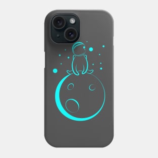 Cyan Astronaut Sitting On The Moon Phone Case