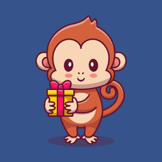 Cute Monkey Holding Gift by Catalyst Labs