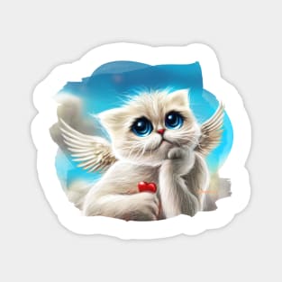 Cupid cat, Valentine's Day. Cat angel Magnet