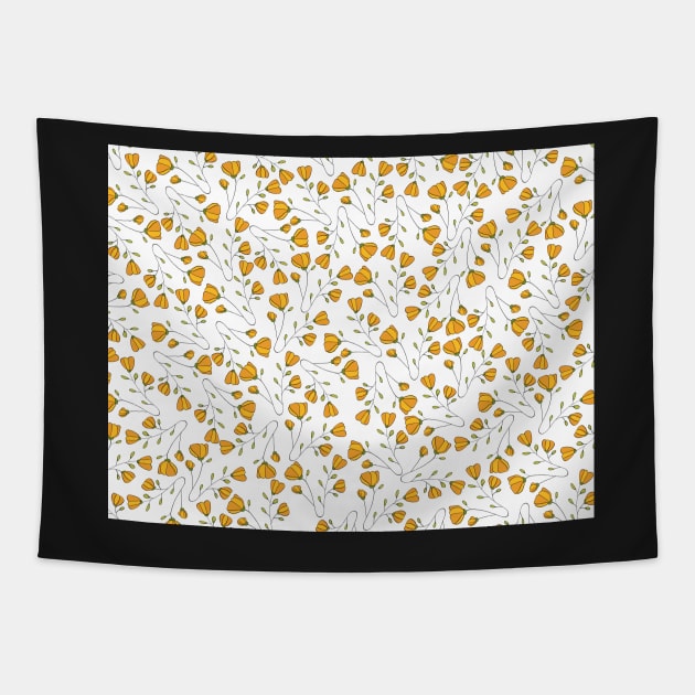 Yellow flower pattern Tapestry by kelnan