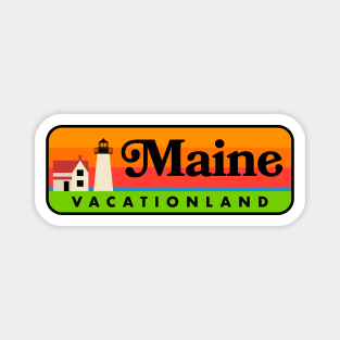 Maine "Vacationland" Retro Lighthouse (Black) Magnet