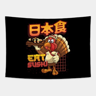 Funny Japanese Sushi Turkey Tapestry