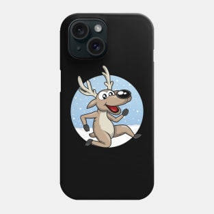 Funny reindeer in the snow Phone Case