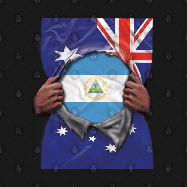 Nicaragua Flag Australian Flag Ripped - Gift for Nicaraguan From Nicaragua by Country Flags