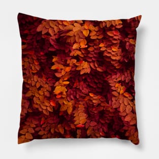 Autumn red and orange leaves - Abstract photography Pillow