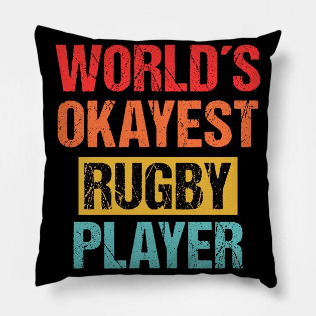 World's Okayest Rugby Player | Funny Sports Tee Pillow by Indigo Lake