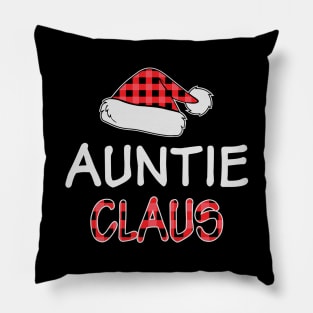 Auntie Claus Red Buffalo Plaid Matching Family Christmas Gift Pillow