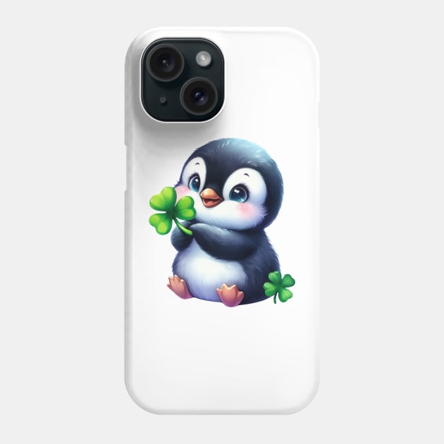 Clover Penguin St Patricks Day Phone Case by Chromatic Fusion Studio