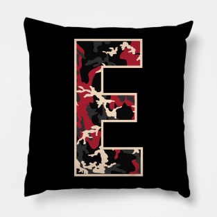 Initial Capital Letter E Camo Alphabet Gift Women Men Boys Girls Pillow