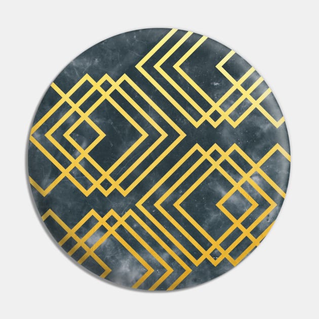 Golden Geometric Marble Design Pin by OurSimpleArts