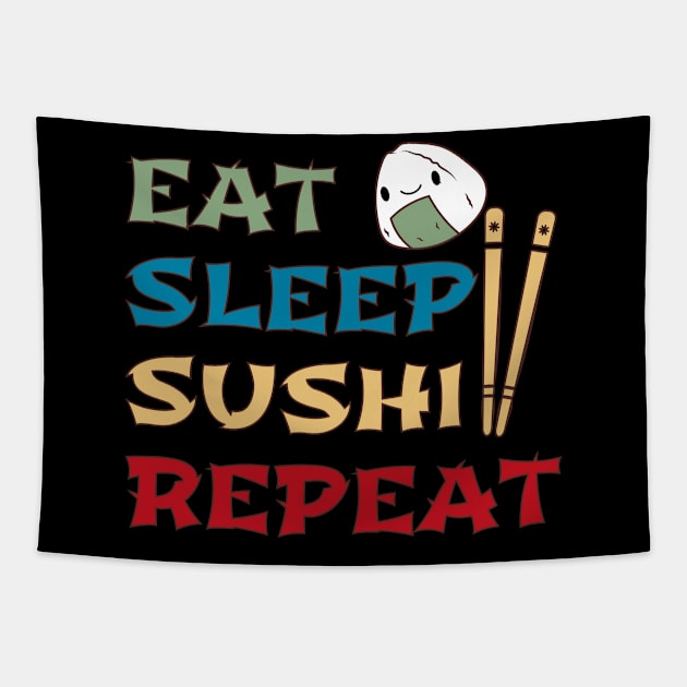 Eat Sleep Sushi Repeat Tapestry by Odetee