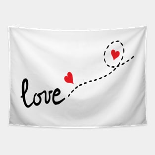 Love typo with heart Tapestry