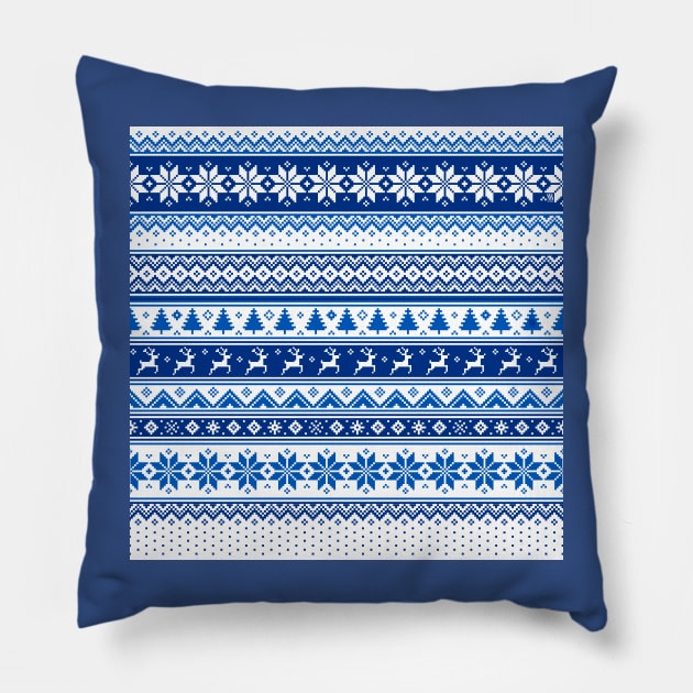 Nordic - Scandinavian Winter Blue Pillow by SSSowers