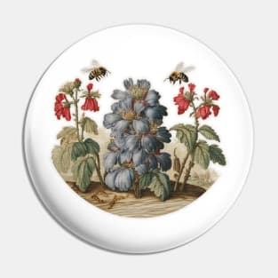 Bees flying over some flowers Pin