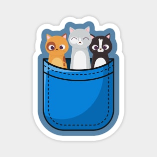 Triple Trouble Kitty Pocket - Kittens Funny Cat Lover Magnet
