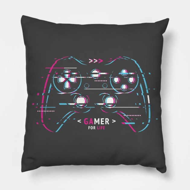 Gamer Life - Glitched Control Pad Pillow by info@dopositive.co.uk