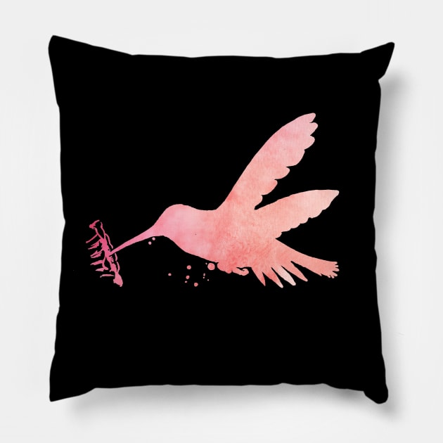 Pink Hummingbird Pillow by TheJollyMarten