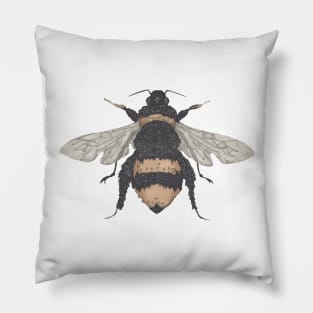 Bee, the gardener's friend. Buzzing! On bright green. Pillow