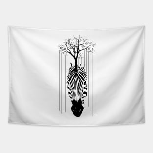 Animal Zebra Line Of tree Black and White Tapestry