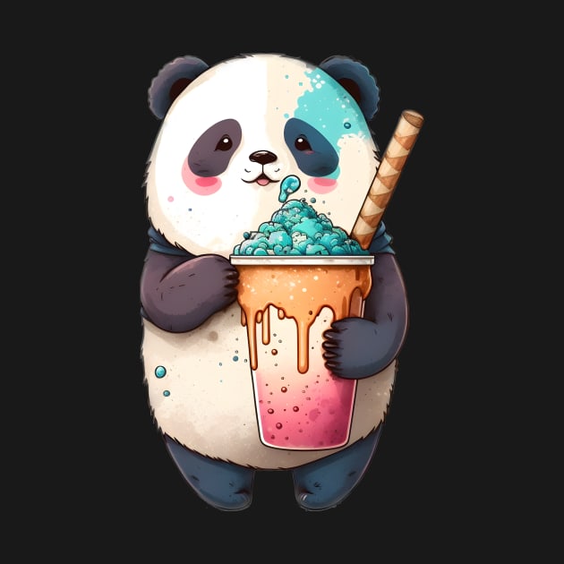 Kawaii Panda Drinking Boba Tea Anime Cute Animals Drinking Boba by sarcasmandadulting