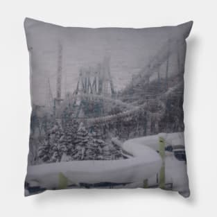 Rollercoaster in a Snowstorm Pillow