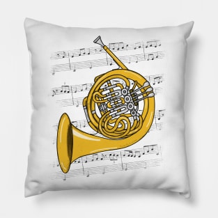 French Horn Player Hornist Brass Musician (Colour) Pillow