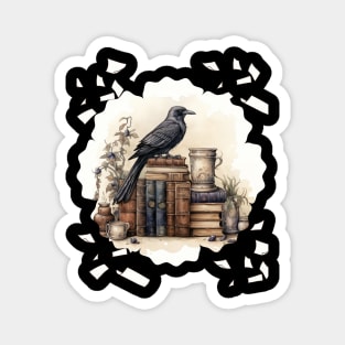 Raven books lover Magnet