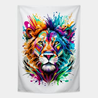 Lion Head Colourful - Cute Lion - Zodiac Sign Leo Tapestry