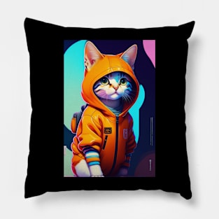 Funny cute cat graphic design artwork Pillow