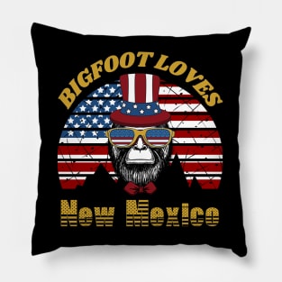 Bigfoot loves America and New Mexico Pillow