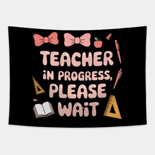 Women Teacher in Progress Coquette Pink Bow Future Teacher Tapestry