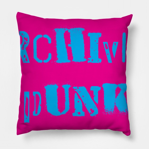 Archivist Punk Cyan Pillow by wbhb