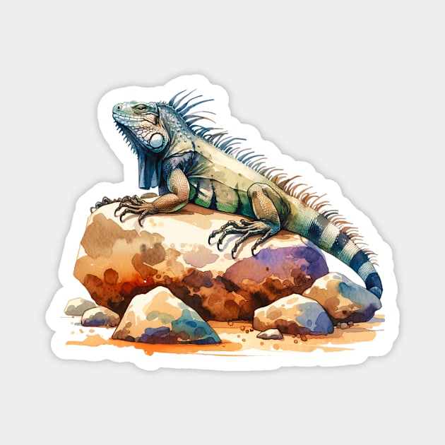 Watercolor Iguana Magnet by The Jumping Cart