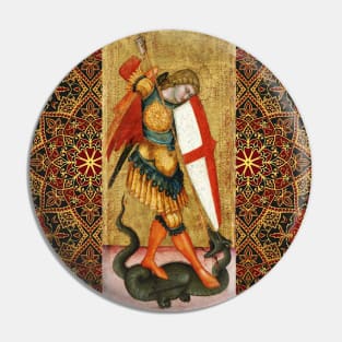 St. Michael Archangel and Dragon Sienese School Medieval Art Pin