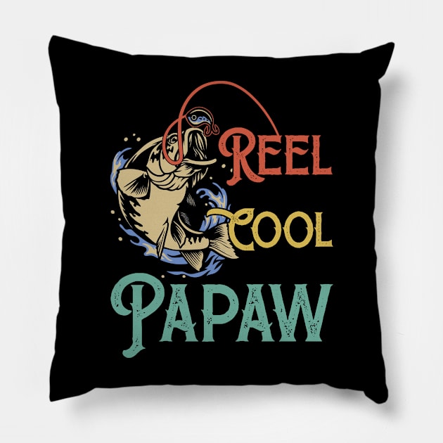 Reel Cool Papaw Fishing Gift Funny Pillow by sumikoric