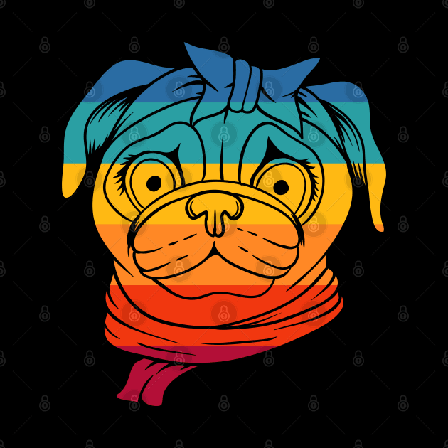 Dog Retro Pug Cute by Dojaja