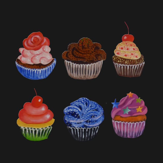 Colorful Cupcakes by PaintingsbyArlette