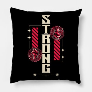 Strong Fist and Flowers Pillow