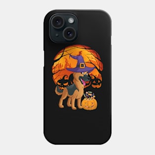 German shepherd pumpkin witch Phone Case