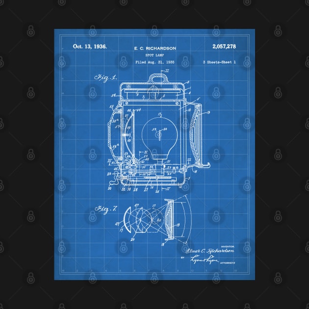 Film Spot Lamp Patent - Cinema Student Film Student Art - Blueprint by patentpress