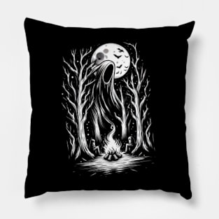 Eternal Embers: Campfire Ghost Vibes T-Shirt Pillow