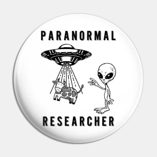 Paranormal Researcher (Black on White) Pin