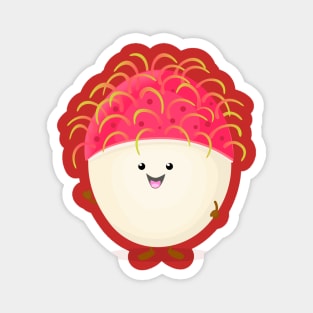 Cute pink happy rambutan cartoon character illustration Magnet