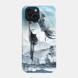 watercolor forest woman Phone Case