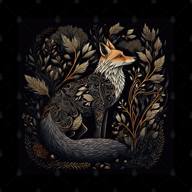 Thoughtful Folksy Fox With Fauna by All Folked Up